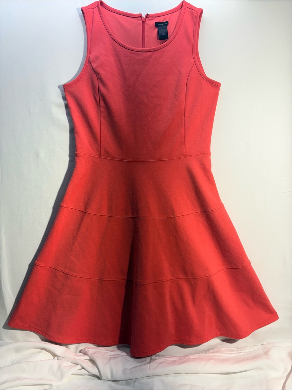 Ann Taylor Coral Sleeveless Fit-and-Flare Mini Dress